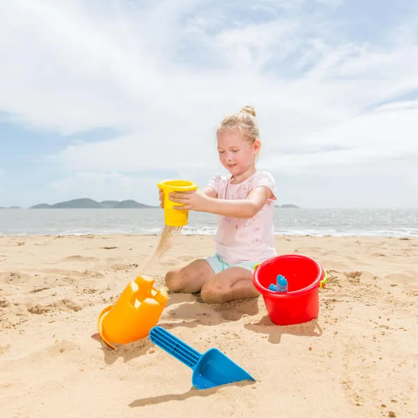 Hape 5-In-1 Beach Set W/ Buckets & Shovels