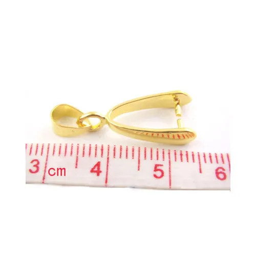 Ice-Pick Pinch Bails, Teardrop, Golden, Brass, 20x7mm