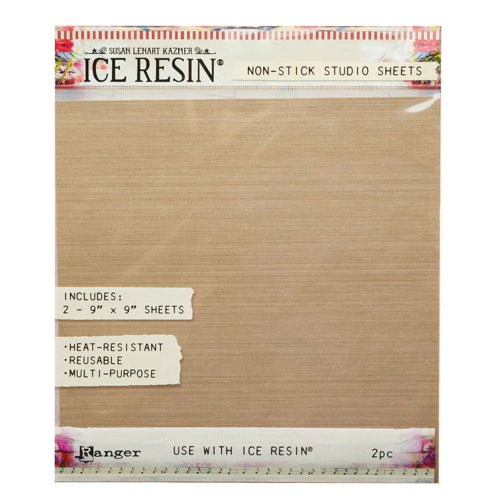 ICE Resin Non-Stick Studio Sheets, Heat Resistant & Reusable 9x9, 2 Sheets