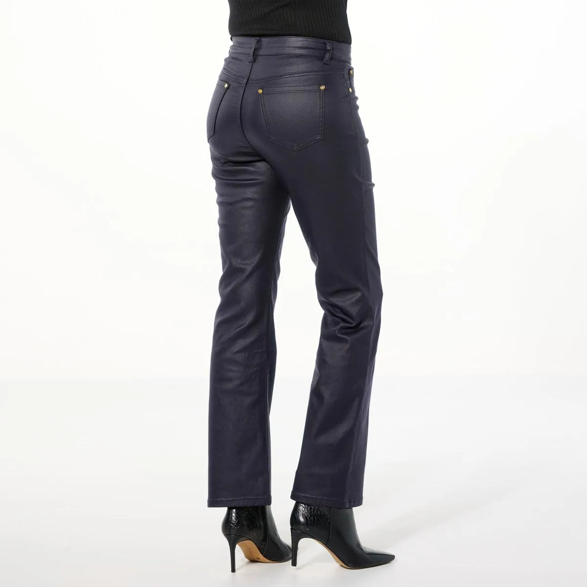      IMAN Global Chic Coated Denim Bootcut Pant     