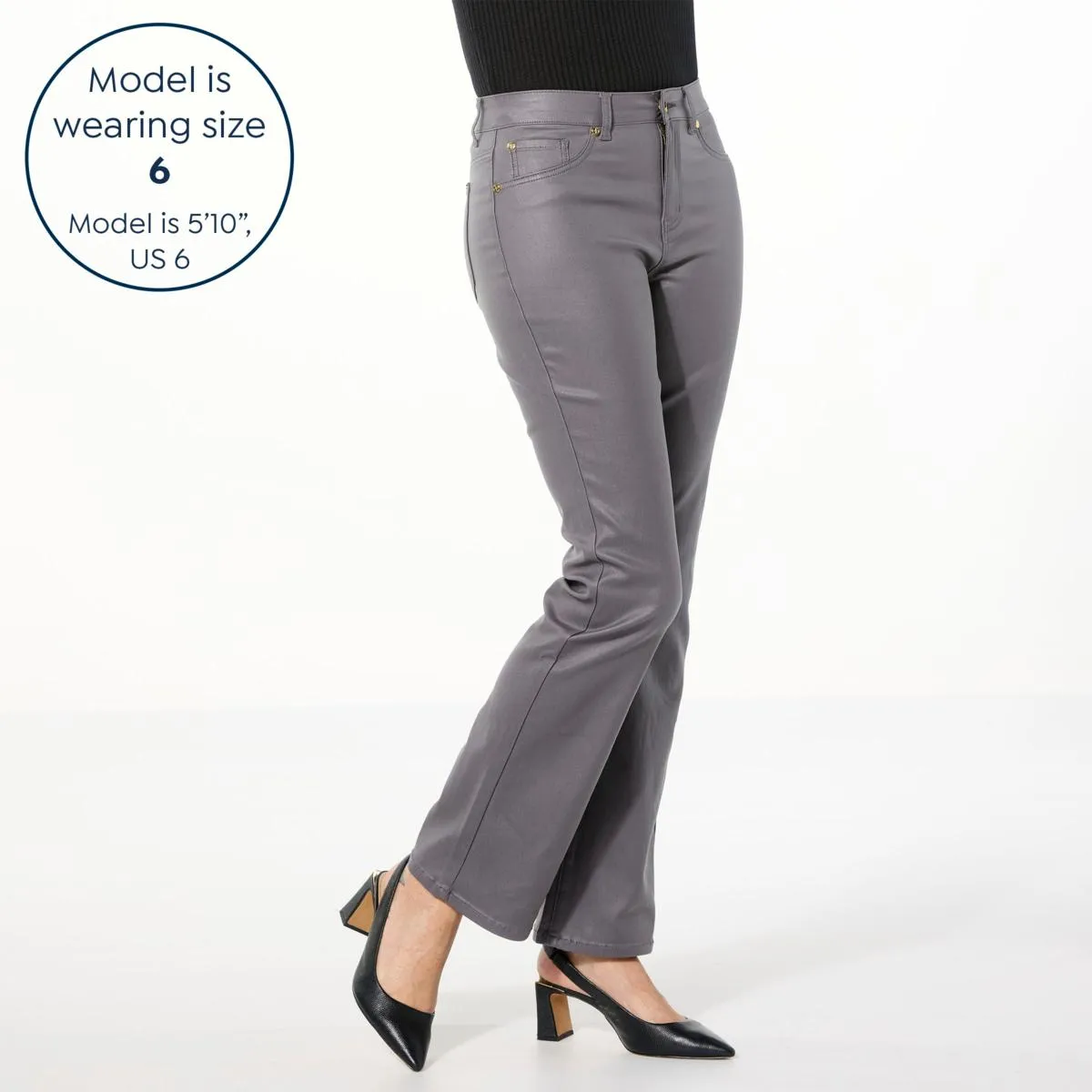      IMAN Global Chic Coated Denim Bootcut Pant     