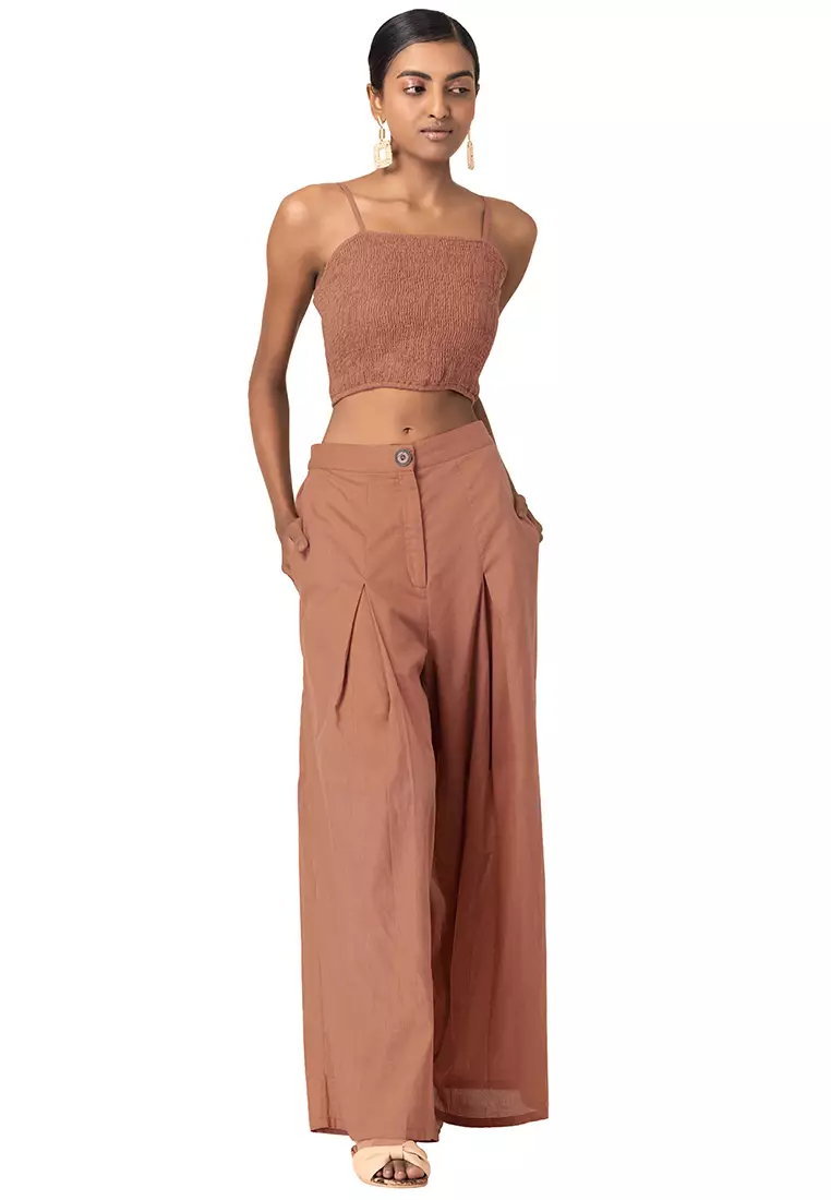 Indya Orange Strappy Crop Top and Pants Set