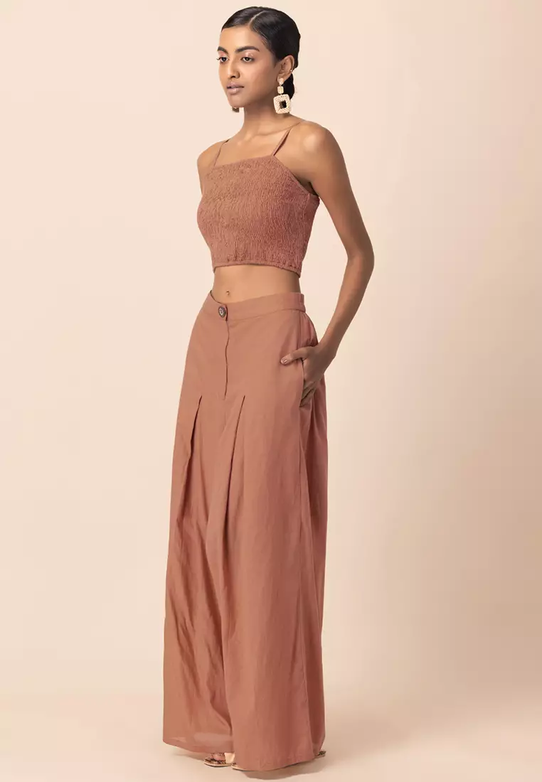 Indya Orange Strappy Crop Top and Pants Set