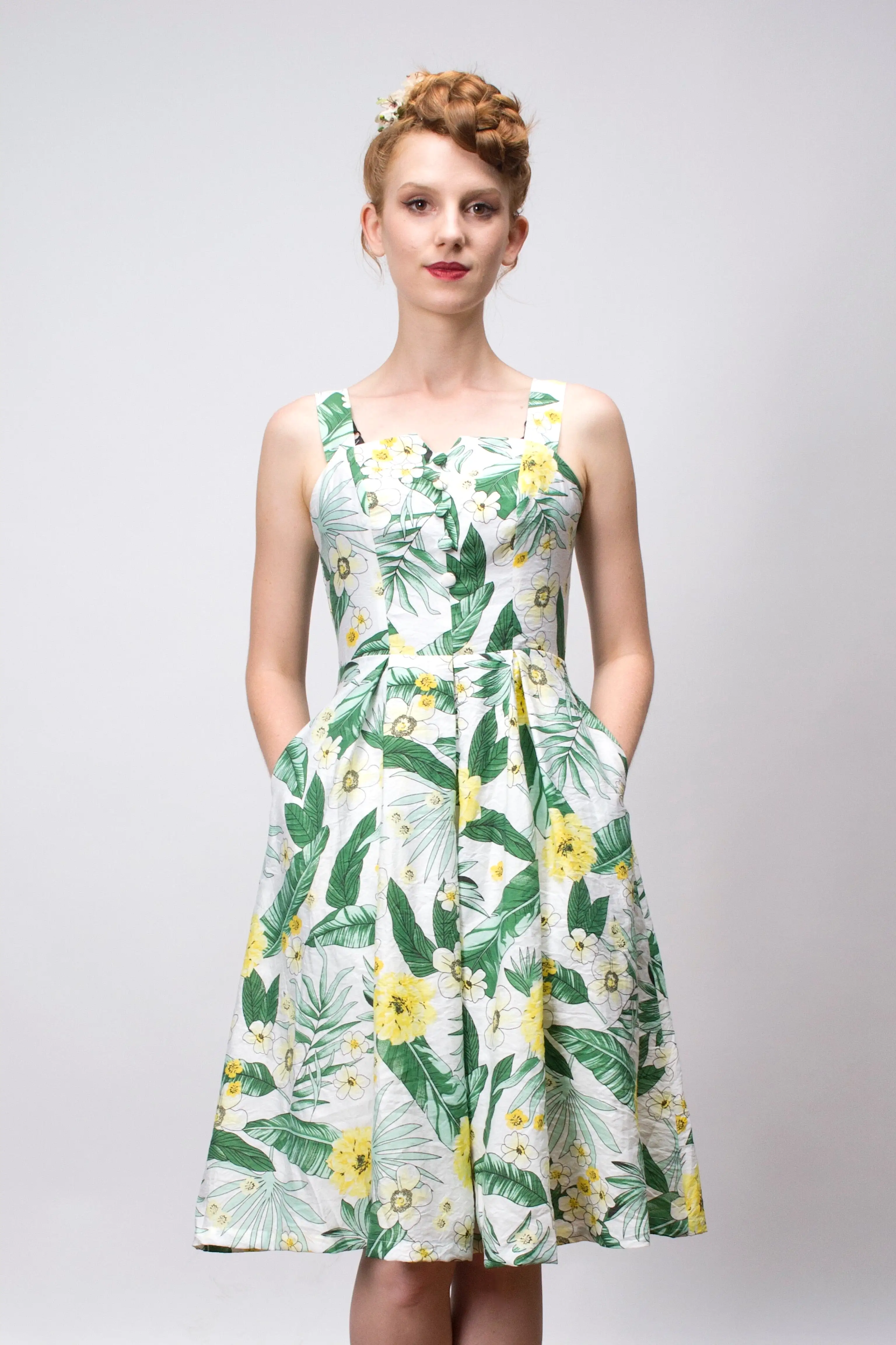 Jade Mustard & Green Floral Dress