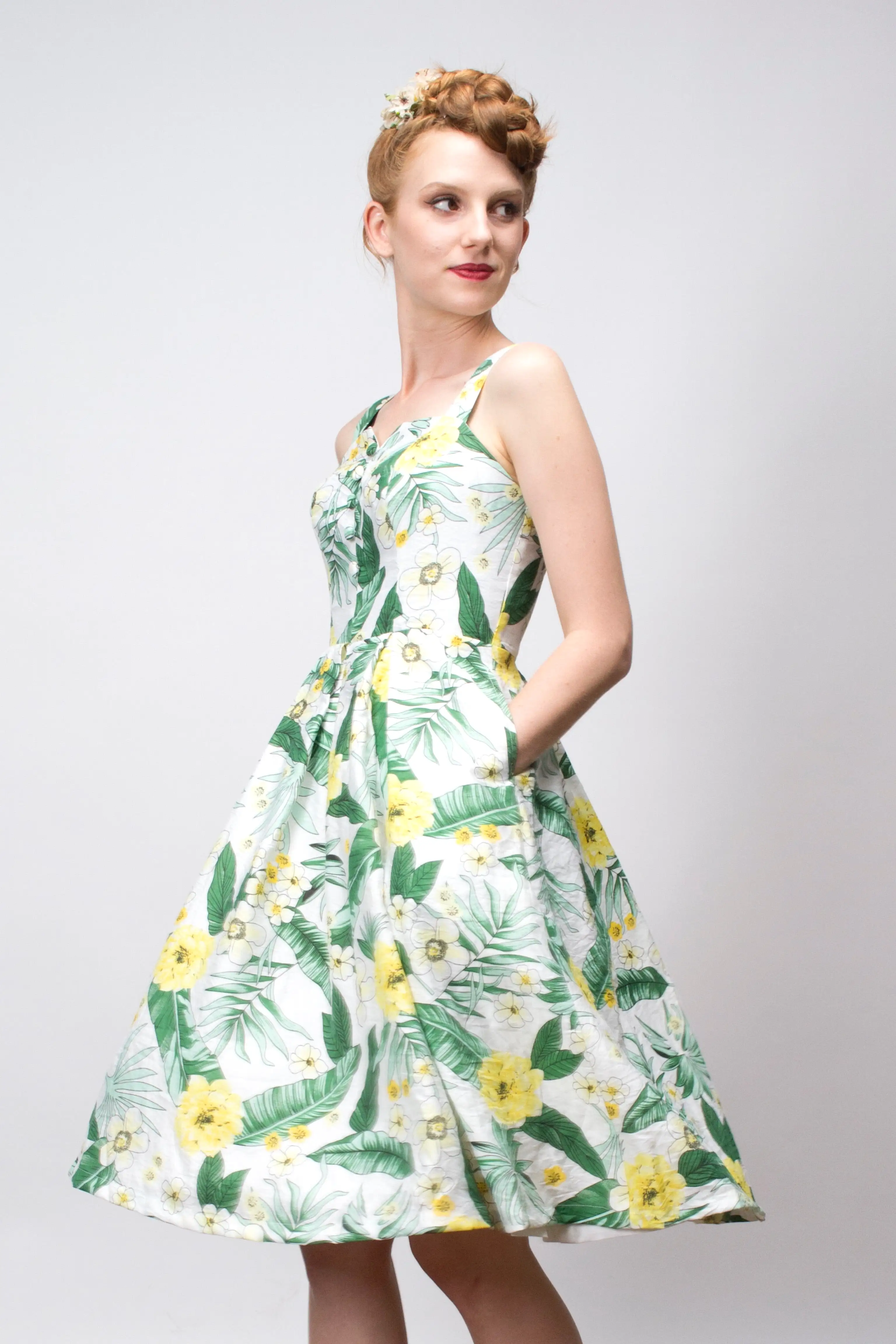 Jade Mustard & Green Floral Dress