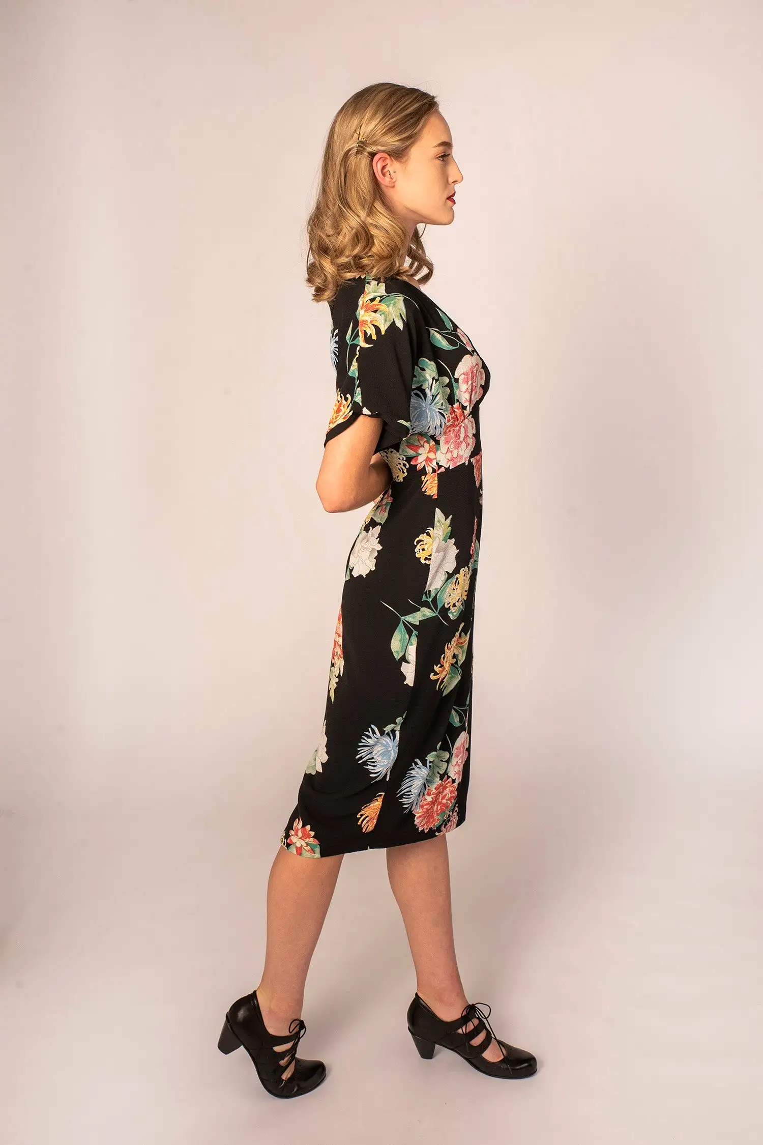 Jill Black & Green Floral Dress