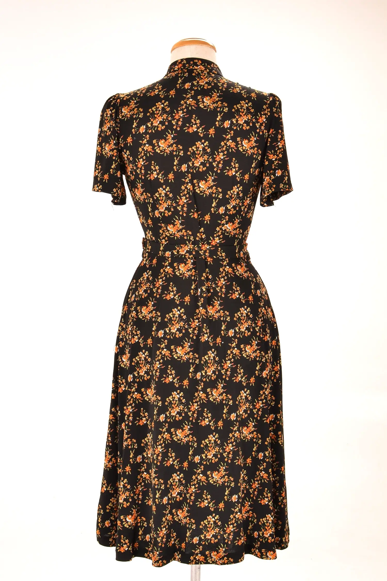 Jobelle Orange & Black Petite Floral Dress