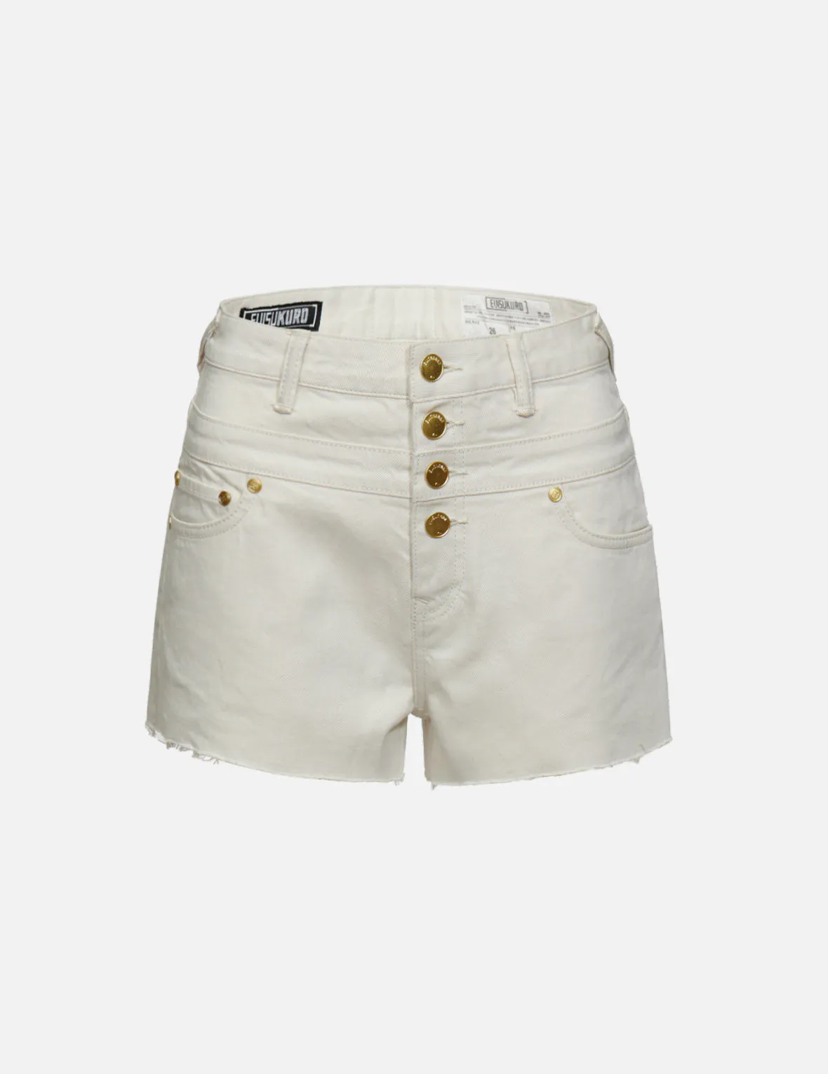 Kamon and Logo Print Denim Shorts