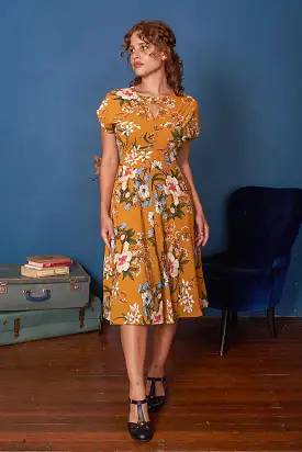 Kay Mustard & Cream Floral Dress