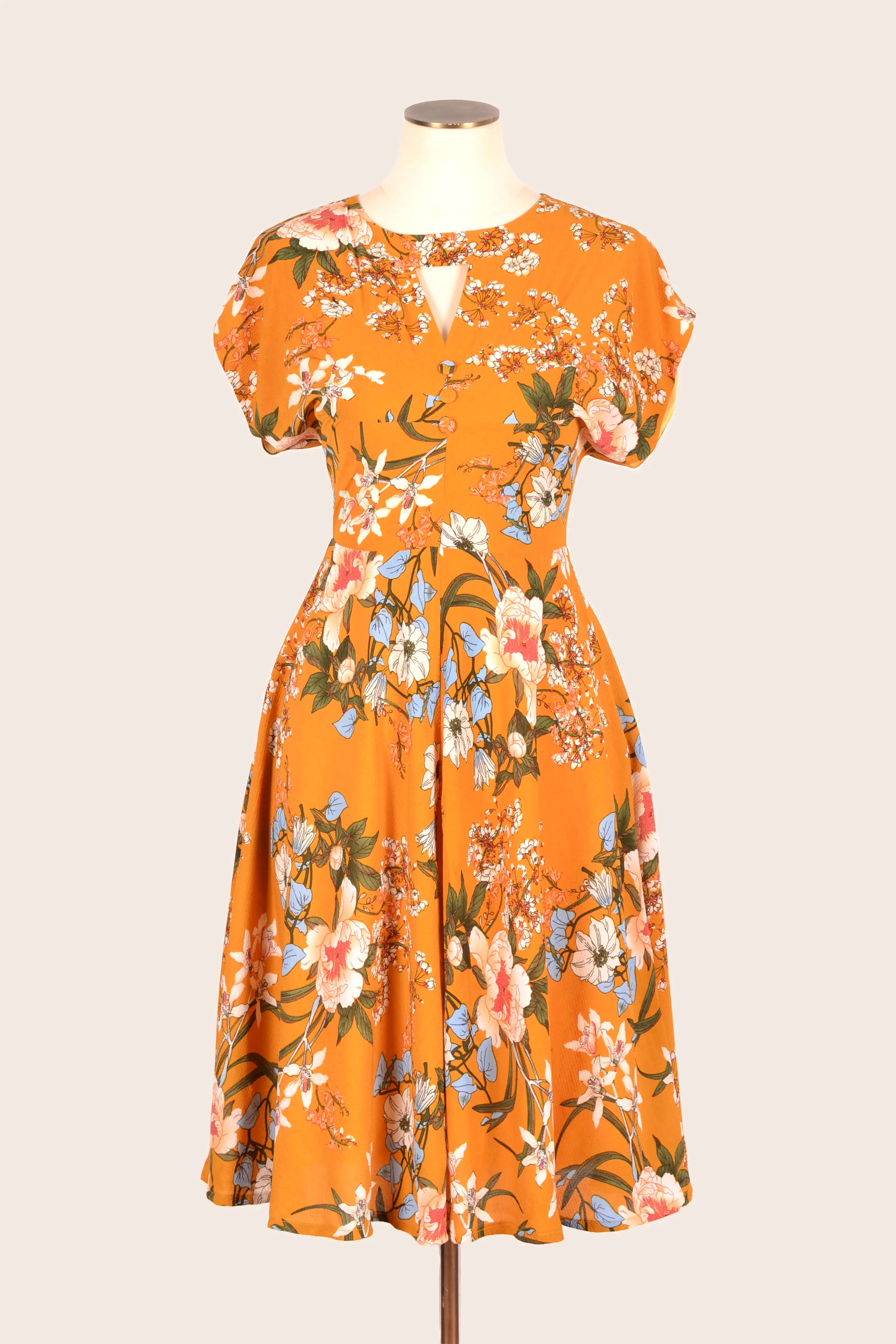 Kay Mustard & Cream Floral Dress