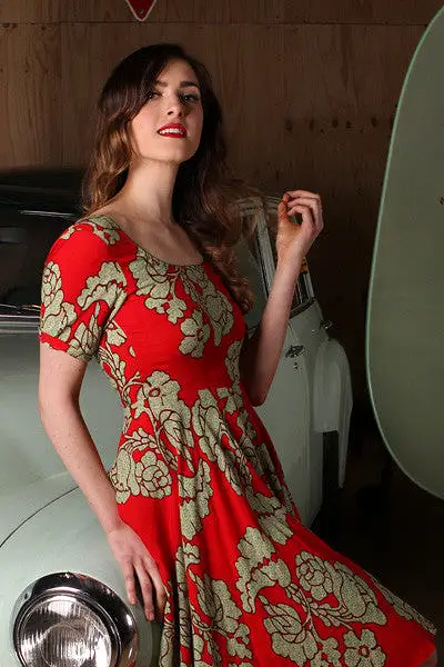 Lena Red Floral Dress