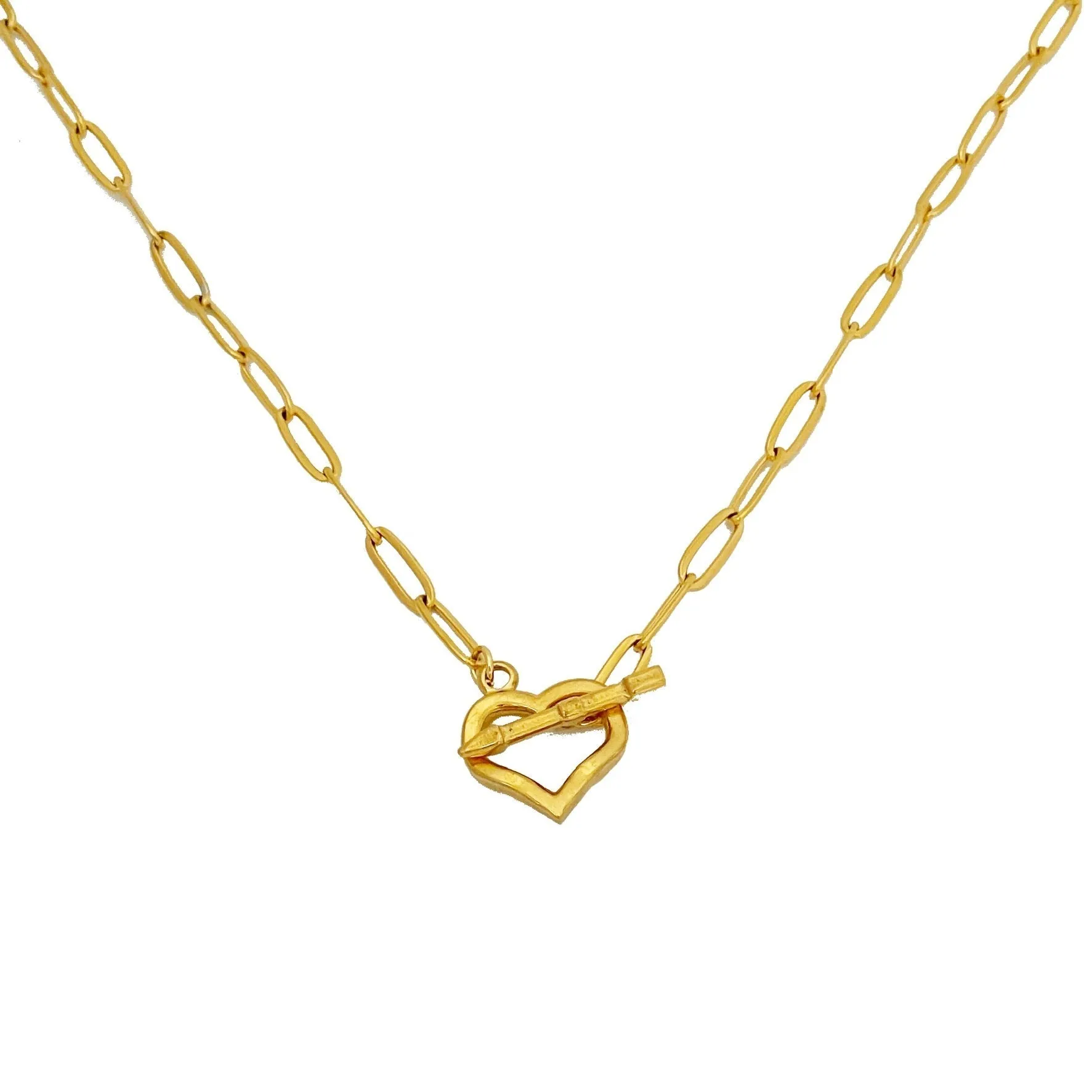 Love Toggle Paperclip Necklace (Gold)