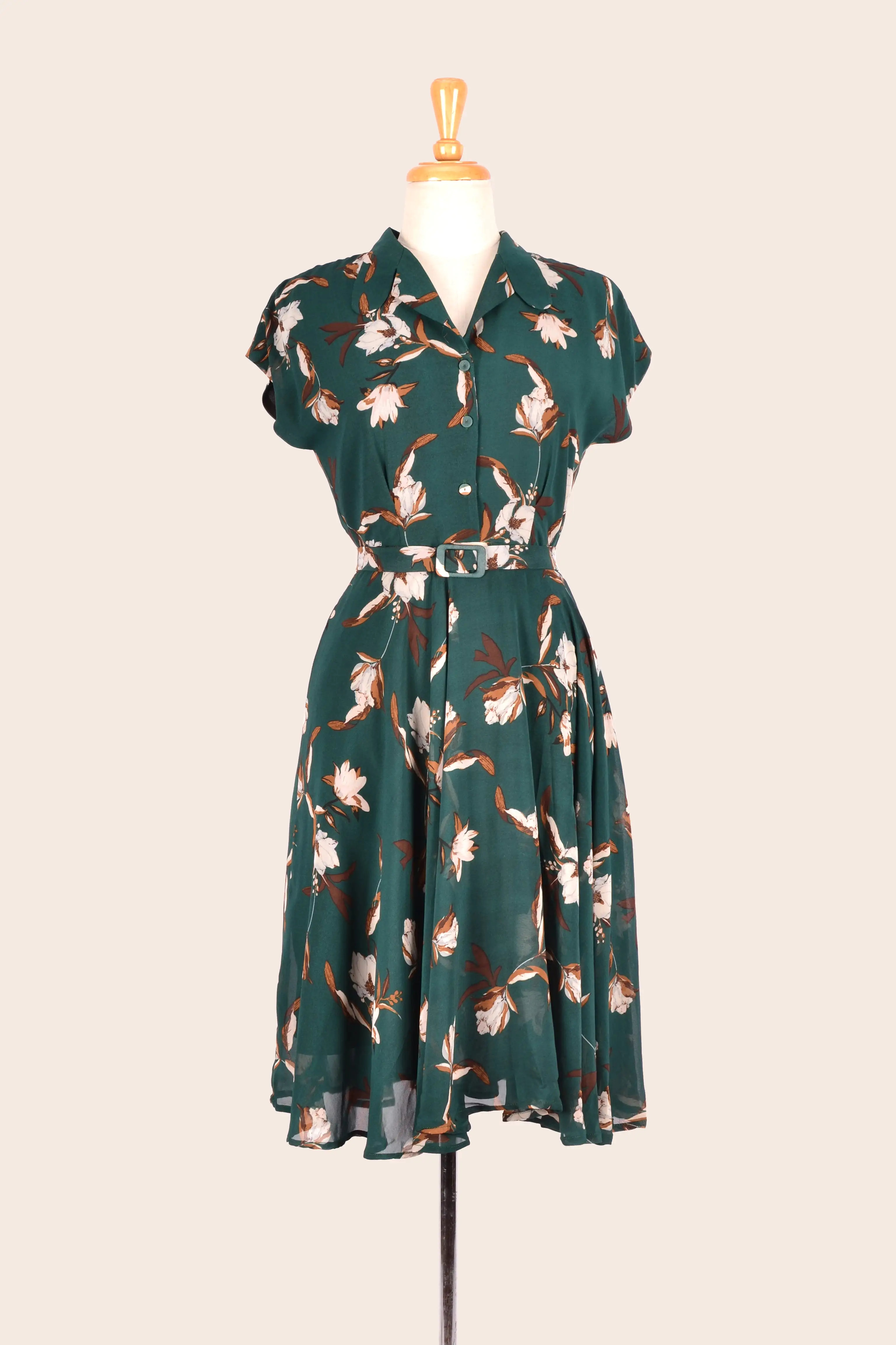 Manette Green & Brown Floral Dress