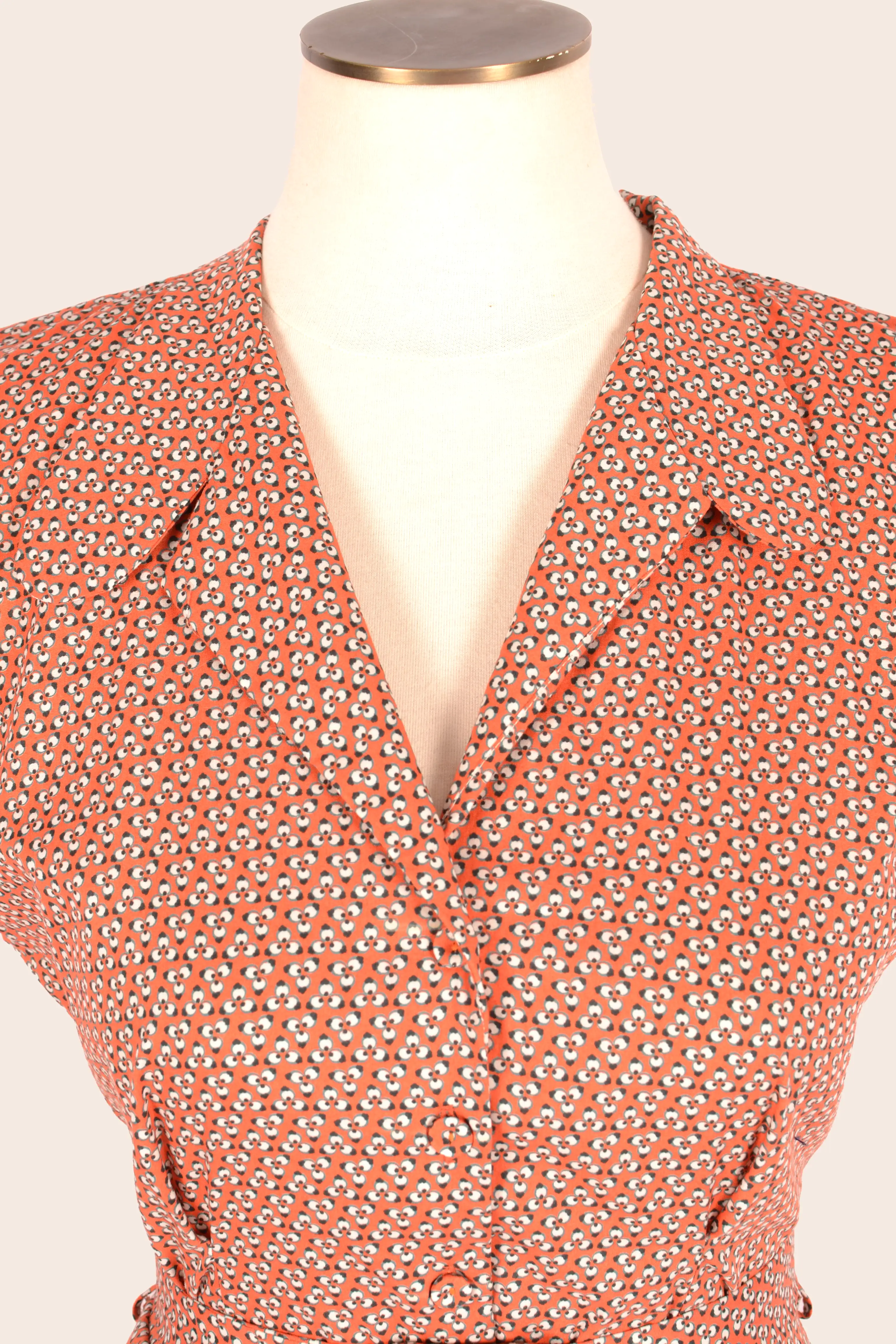 Manette Orange & Cream Abstract Floral Dress