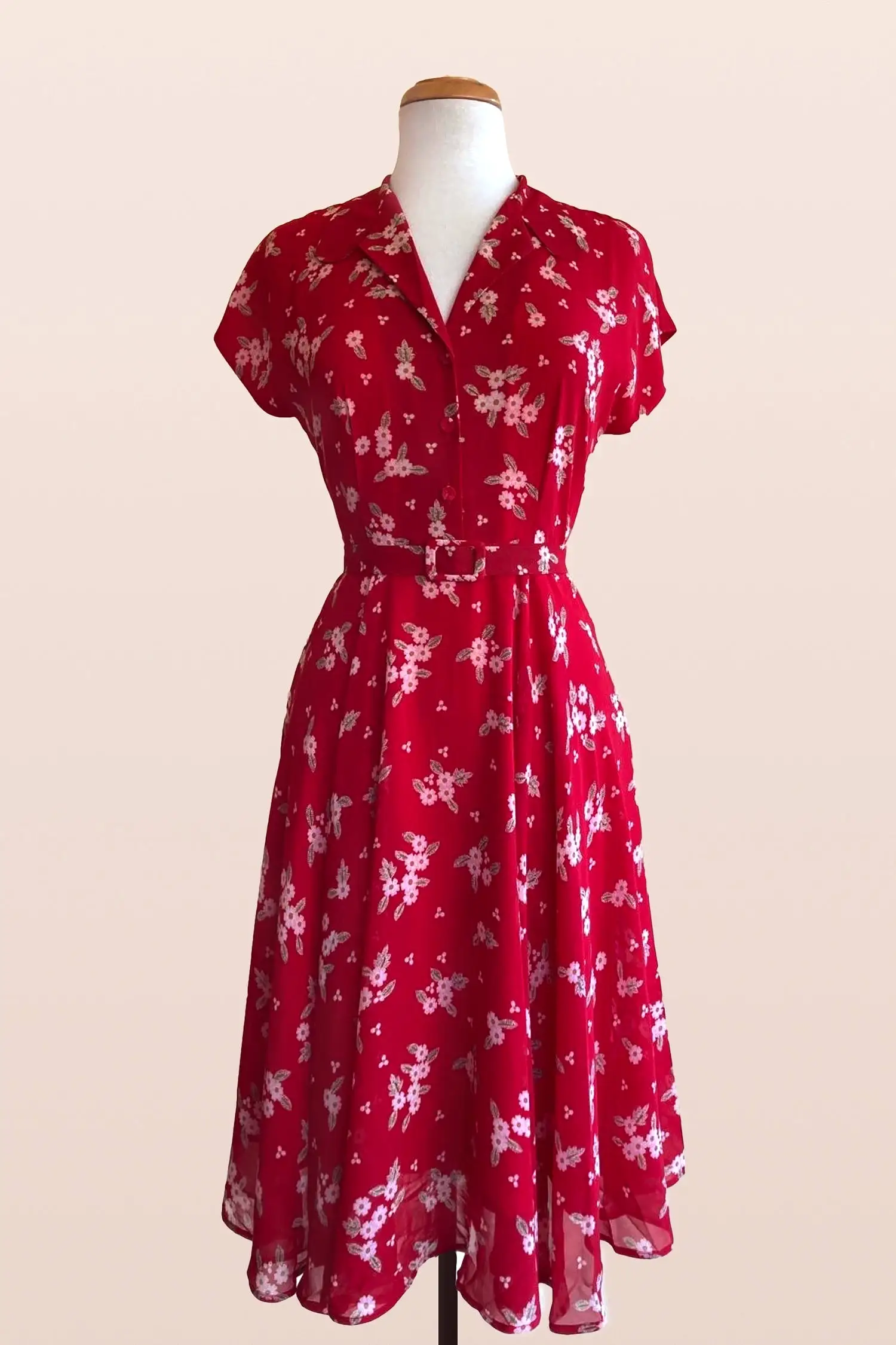 Manette Red & Cream Floral Dress