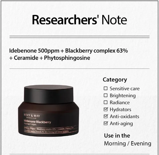 Mary & May Idebenone Blackberry Complex Intensive Total Care Cream