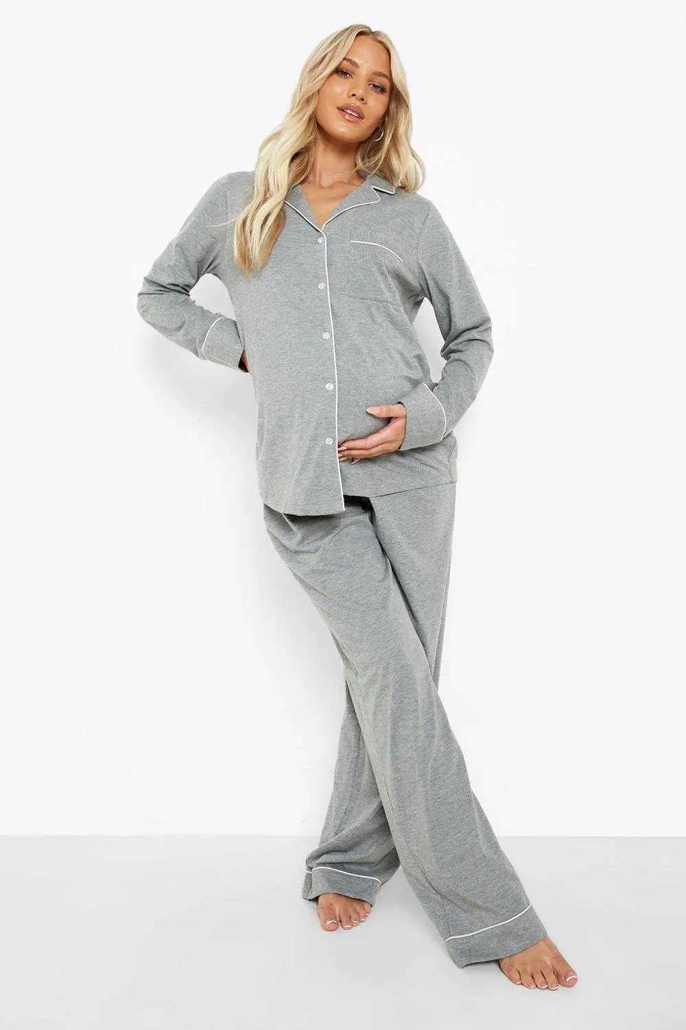 Maternity Jersey Knit Button Pajamas