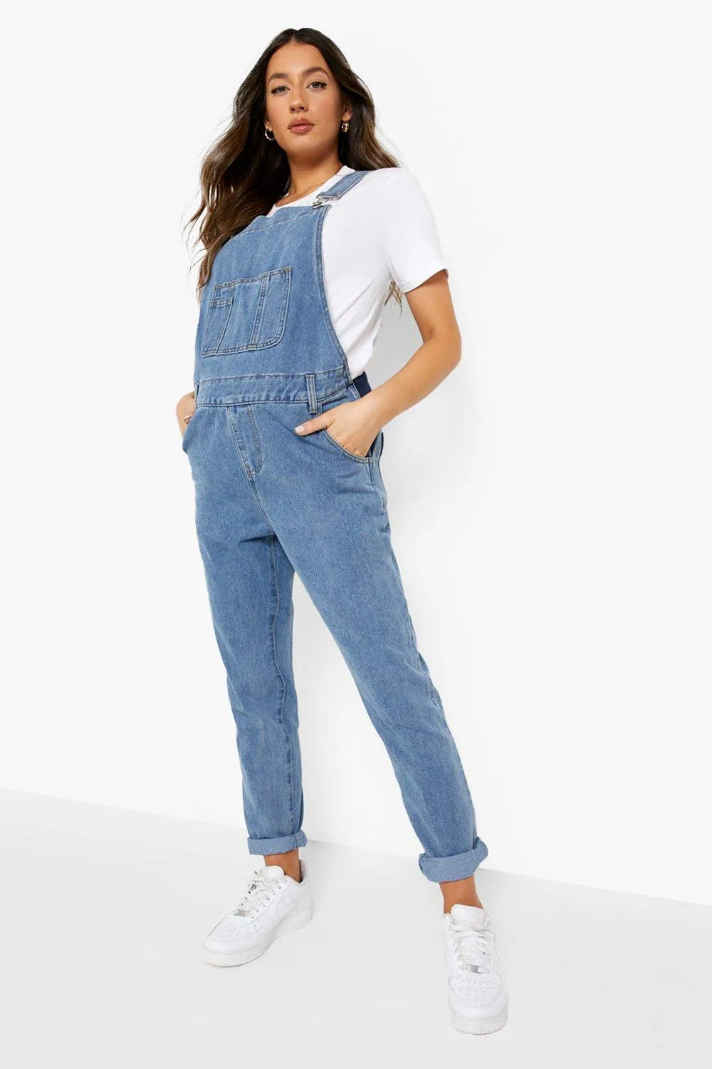 Maternity Light Wash Denim Overalls