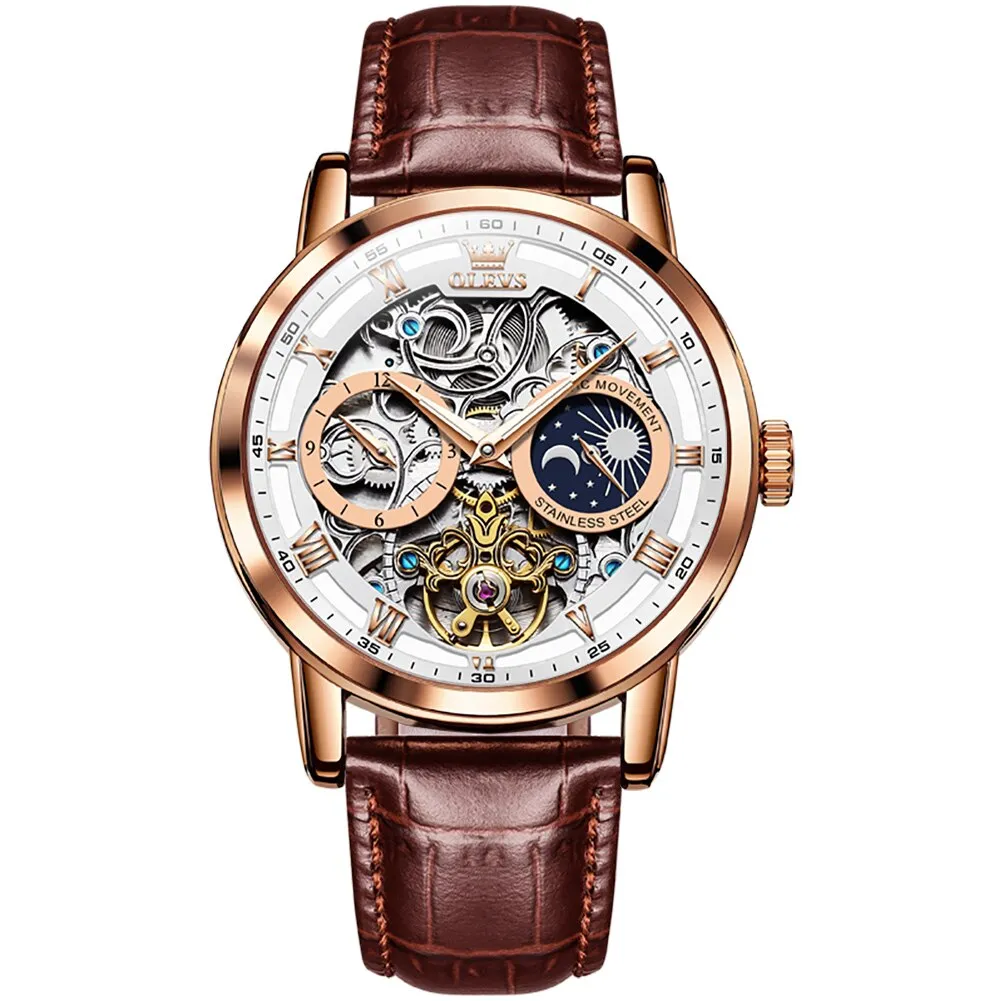 Men’s Luxury Skeleton Tourbillon Self-Winding Mechanical Waterproof Watch