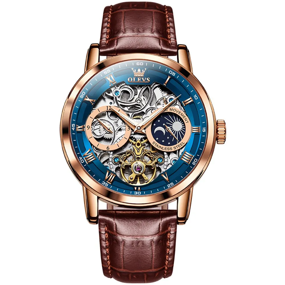 Men’s Luxury Skeleton Tourbillon Self-Winding Mechanical Waterproof Watch