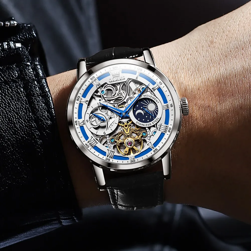 Men’s Luxury Skeleton Tourbillon Self-Winding Mechanical Waterproof Watch