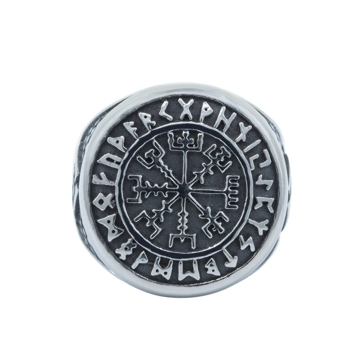 Men's Vegvisir Compass Signet Ring