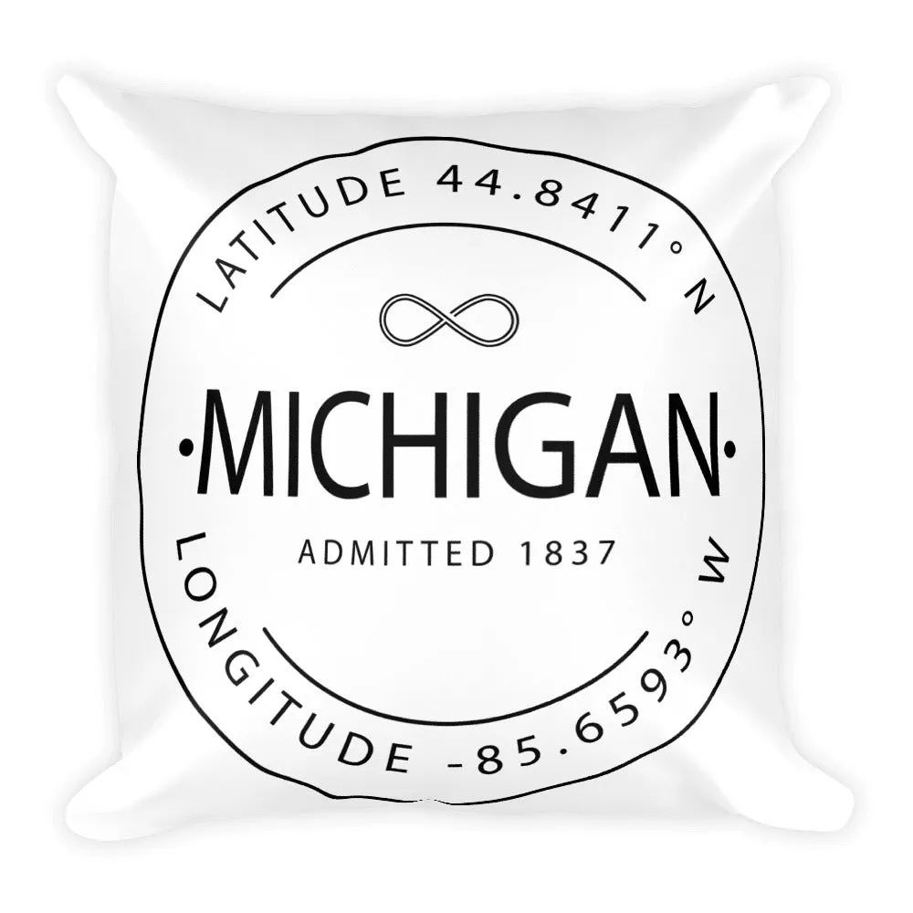 Michigan - Throw Pillow - Latitude & Longitude