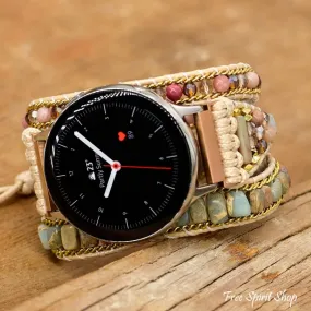 Natural Rhodonite & King Jasper Samsung / Garmin Watch Band