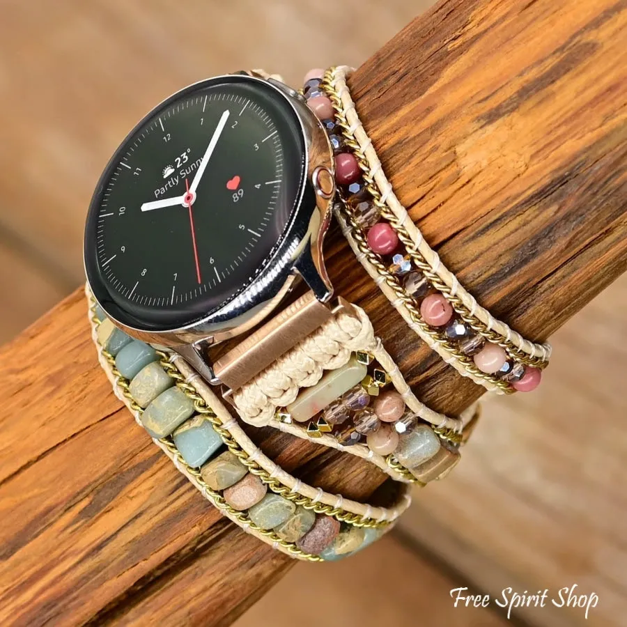 Natural Rhodonite & King Jasper Samsung / Garmin Watch Band