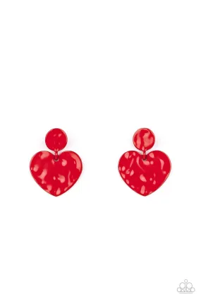 Paparazzi Accessories - Just a Little Crush - Red Earrings