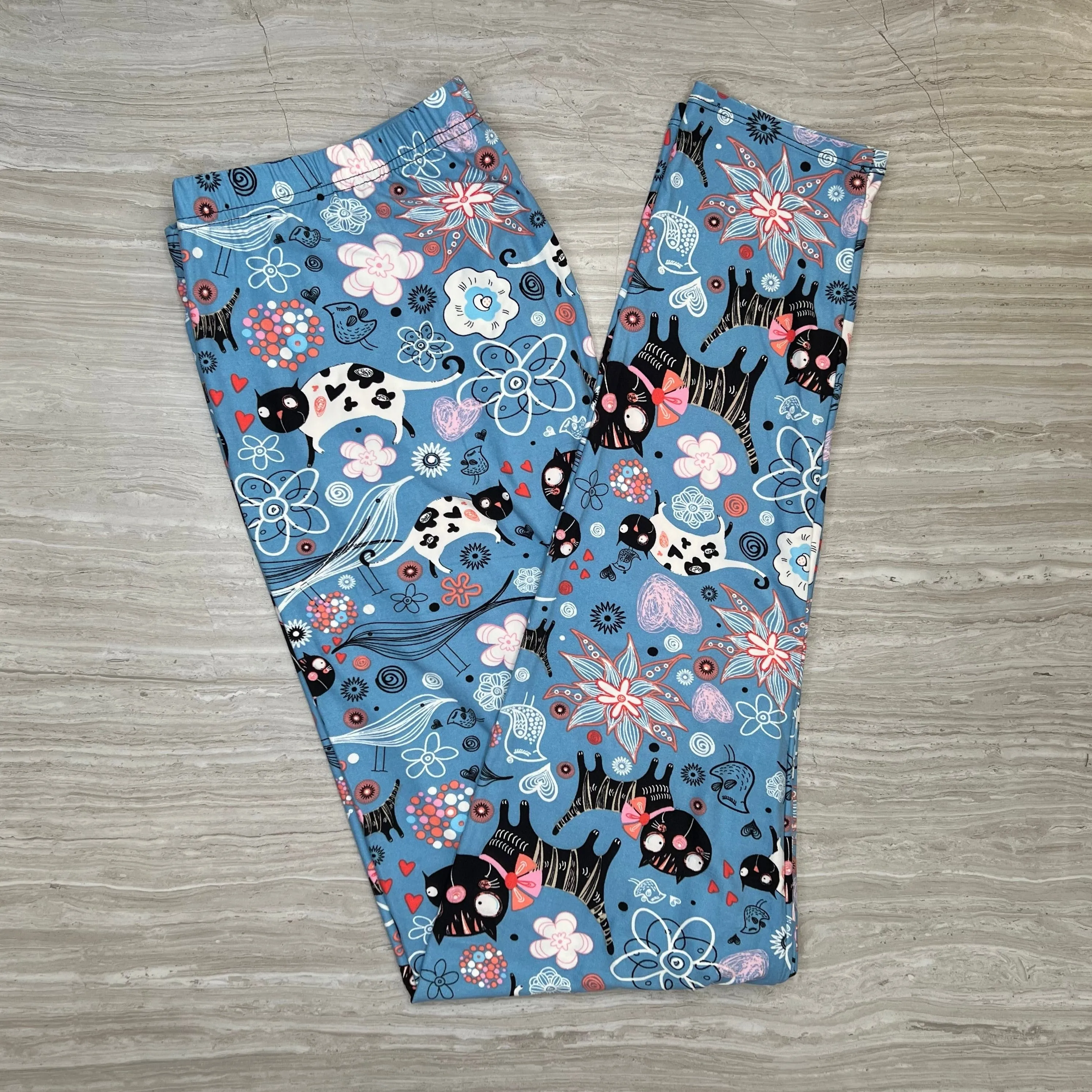 Parisian Cat Print Soft Leggings