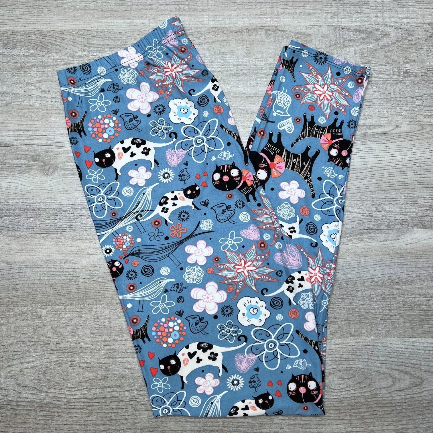 Parisian Cat Print Soft Leggings