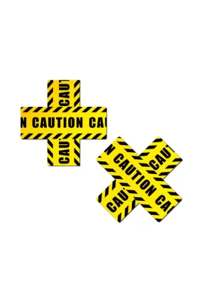 Pastease Cross Nipple Pasties - Caution Tape