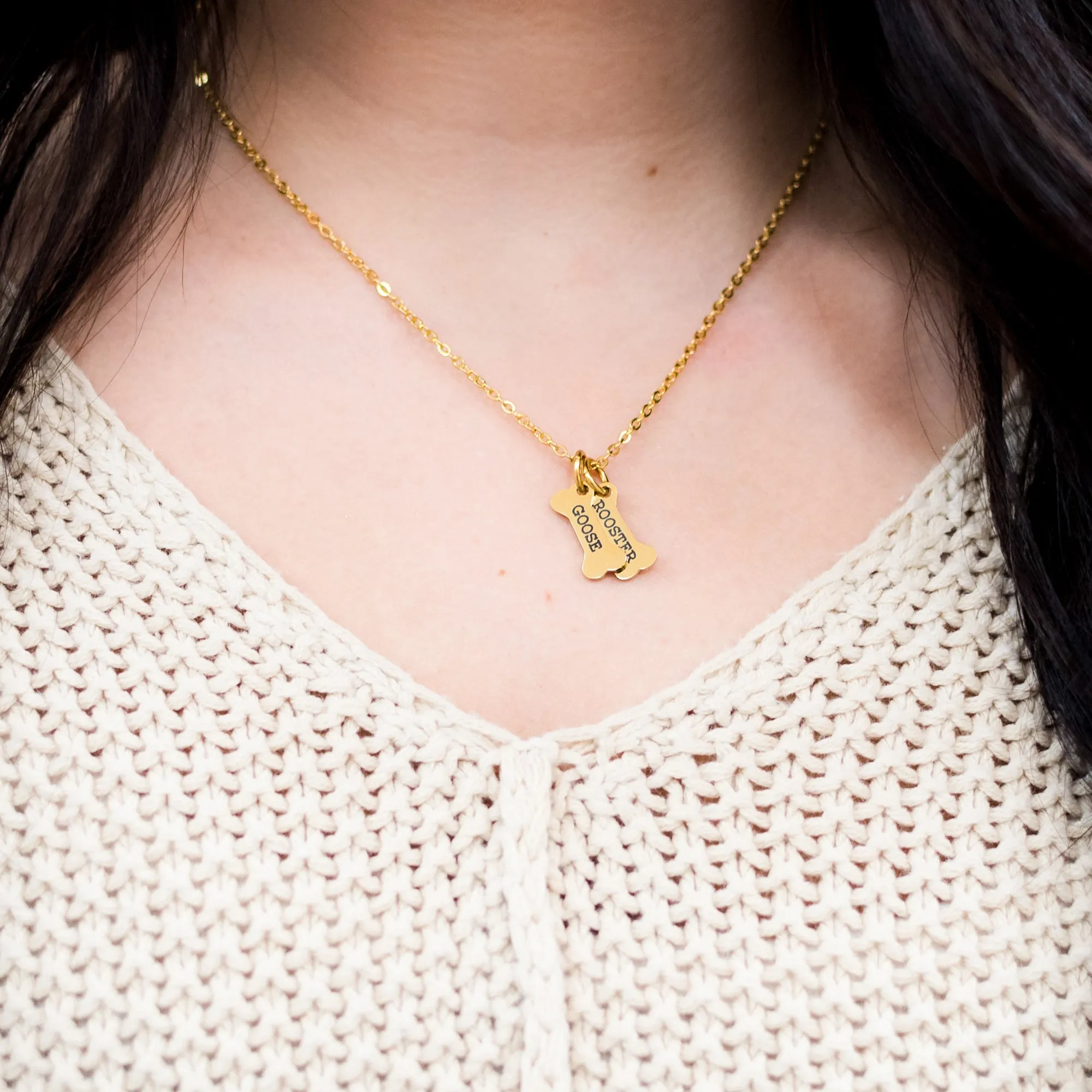 Personalized Dog Bone Name Necklace