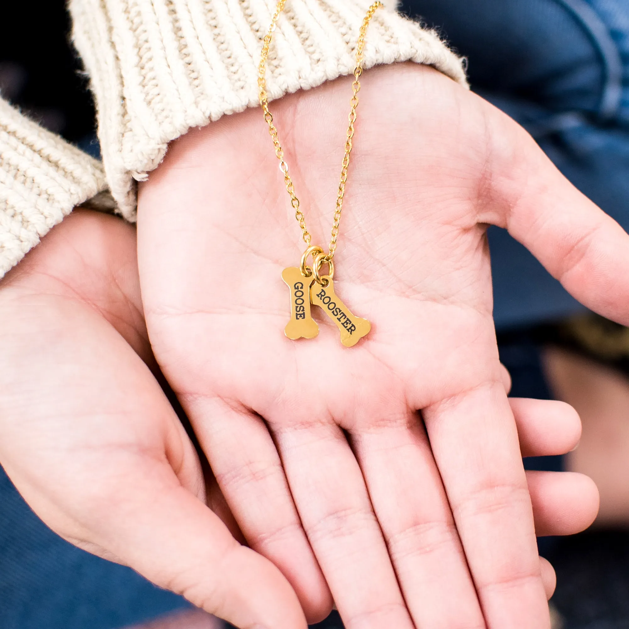 Personalized Dog Bone Name Necklace