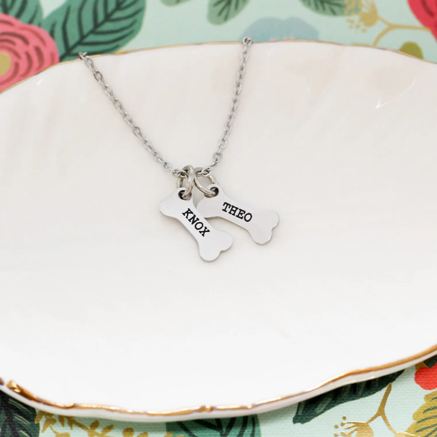 Personalized Dog Bone Name Necklace