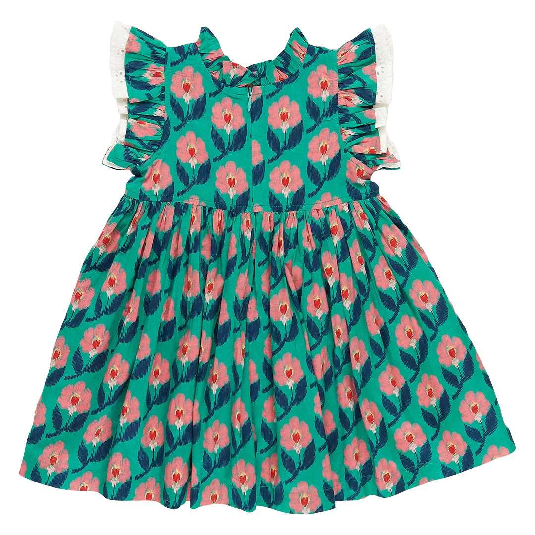 Pink Chicken Girls Leila Dress - Green Ikat Floral