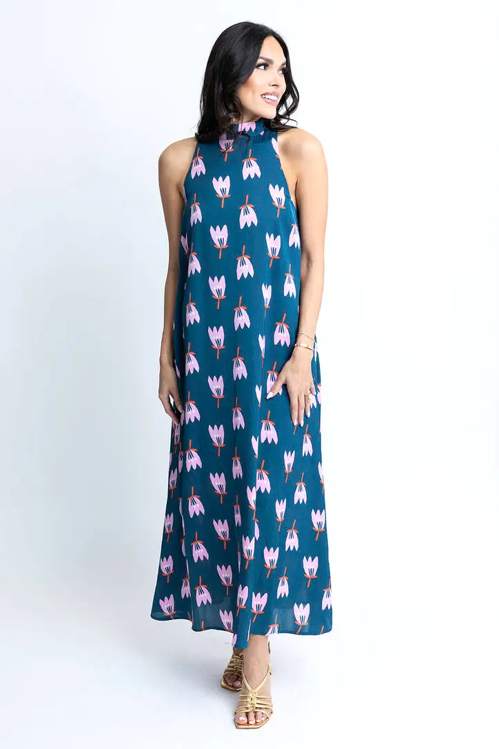 Poppy Satin Halter Maxi Dress