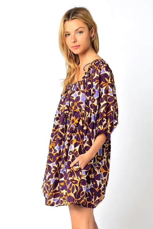 Purple and Gold Floral Dress