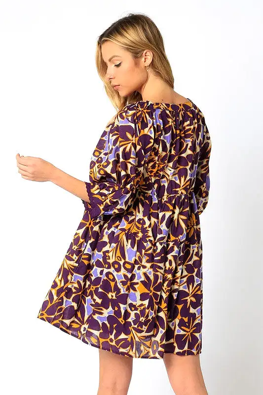 Purple and Gold Floral Dress