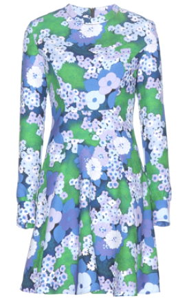 Retro Blue Floral Dress