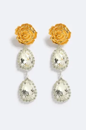 Roses on Ice Earrings Gold Ice