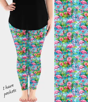 RTS - Pretty Flamingo Leggings w/ Pockets