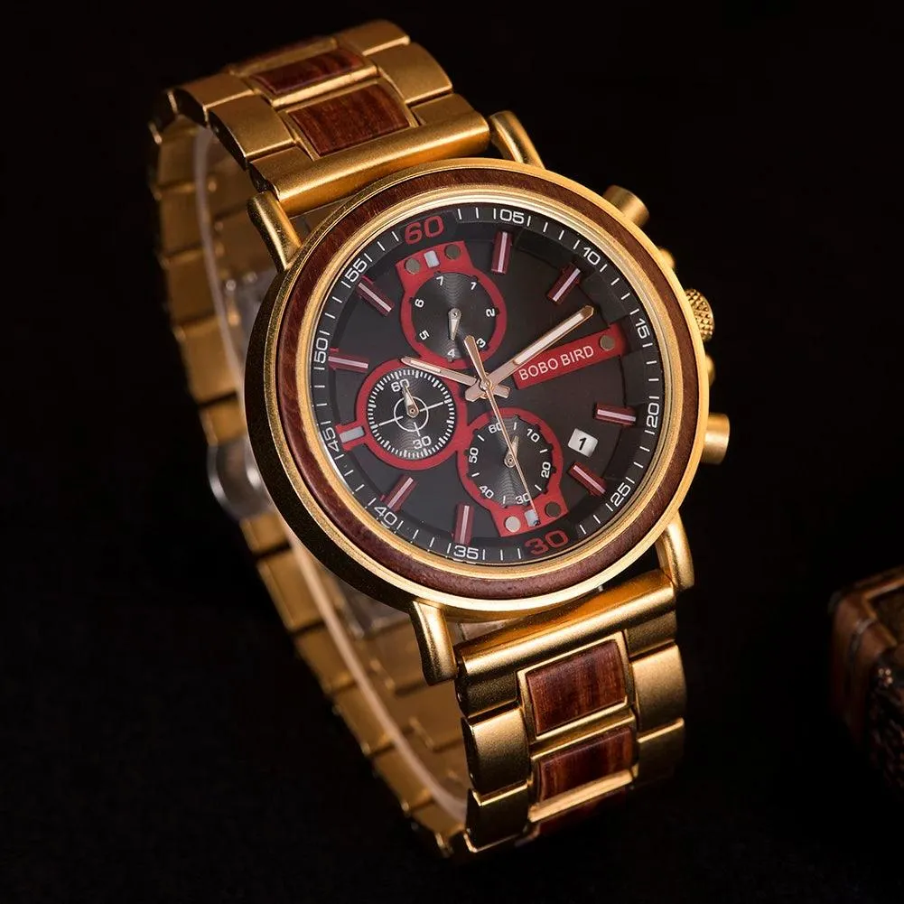 S18 Simple Wooden Watch: Stylish Chronograph for Men