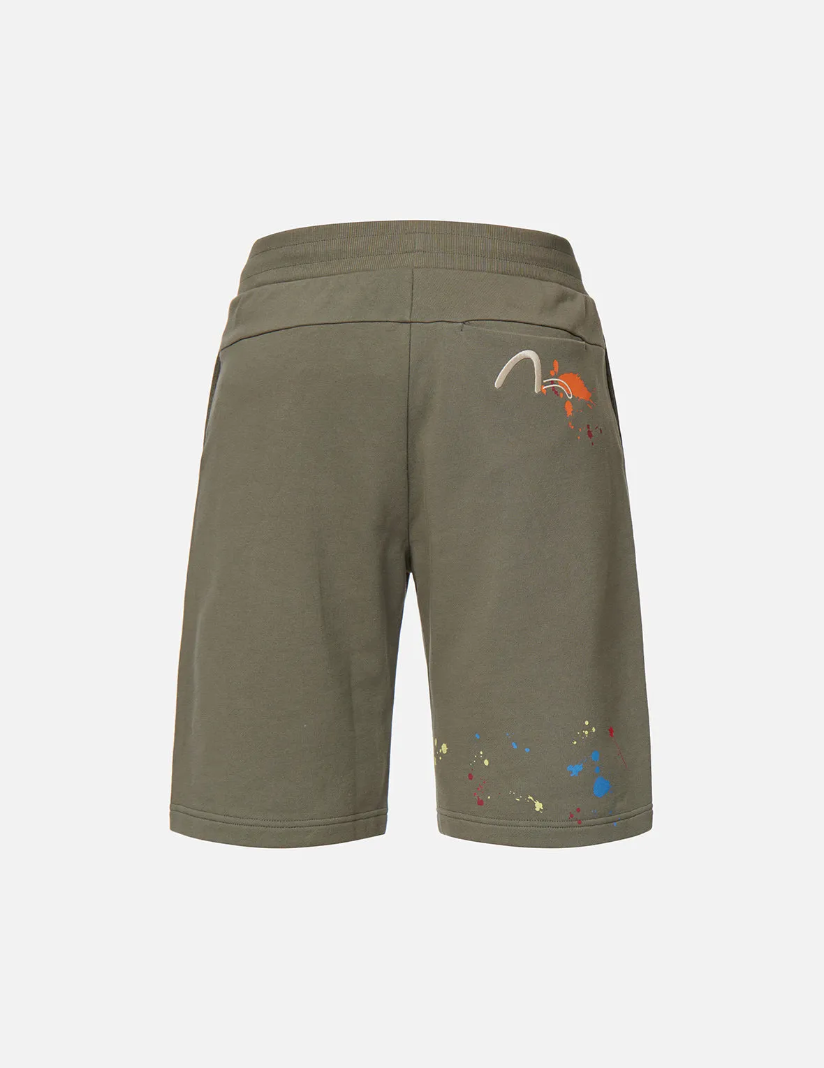 Seagull Embroidery Paint-splattered Sweat Shorts