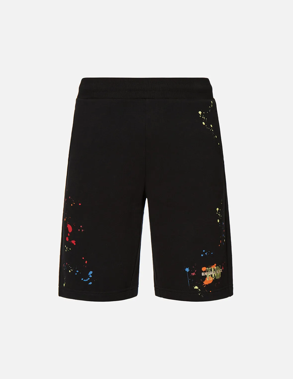 Seagull Embroidery Paint-splattered Sweat Shorts