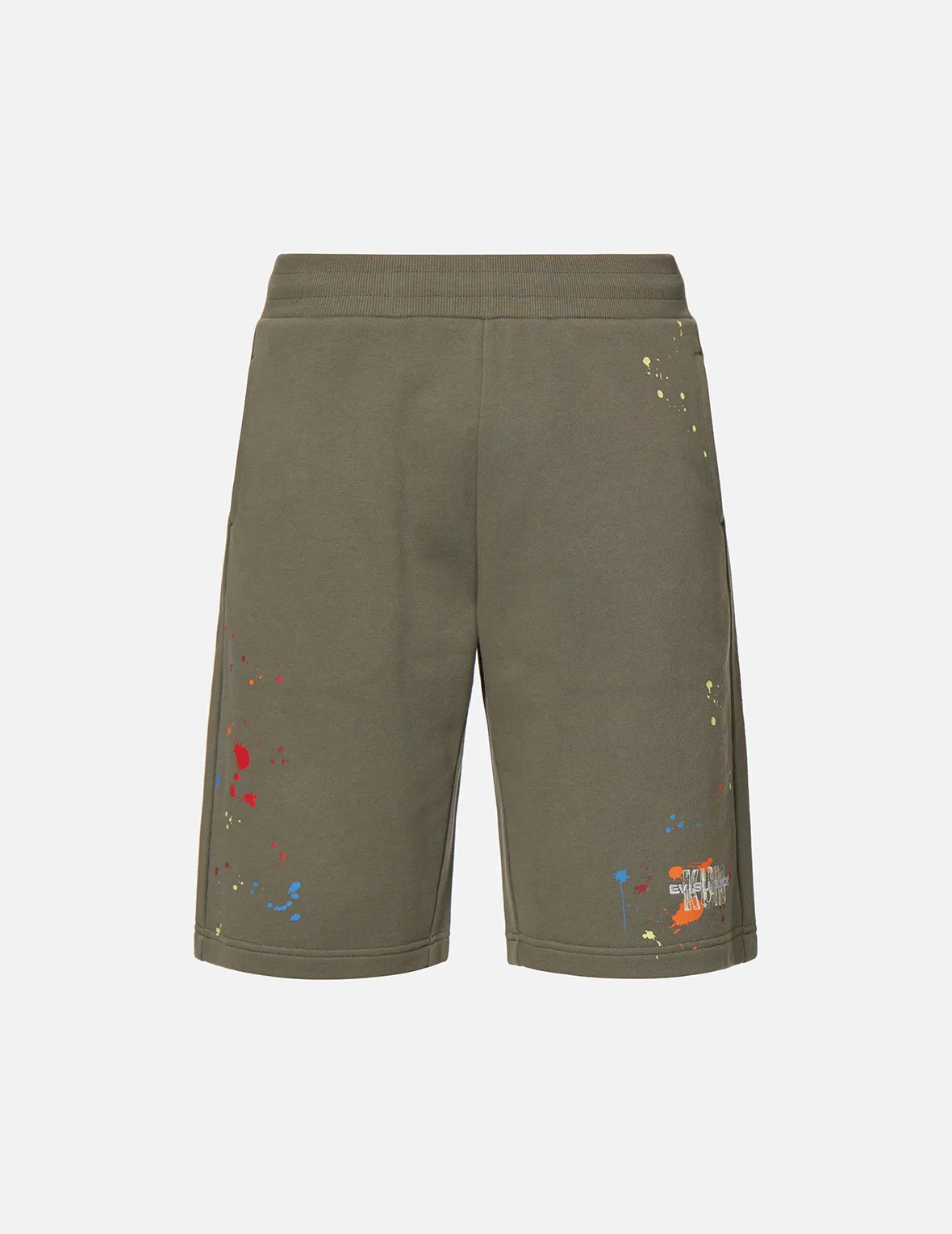 Seagull Embroidery Paint-splattered Sweat Shorts