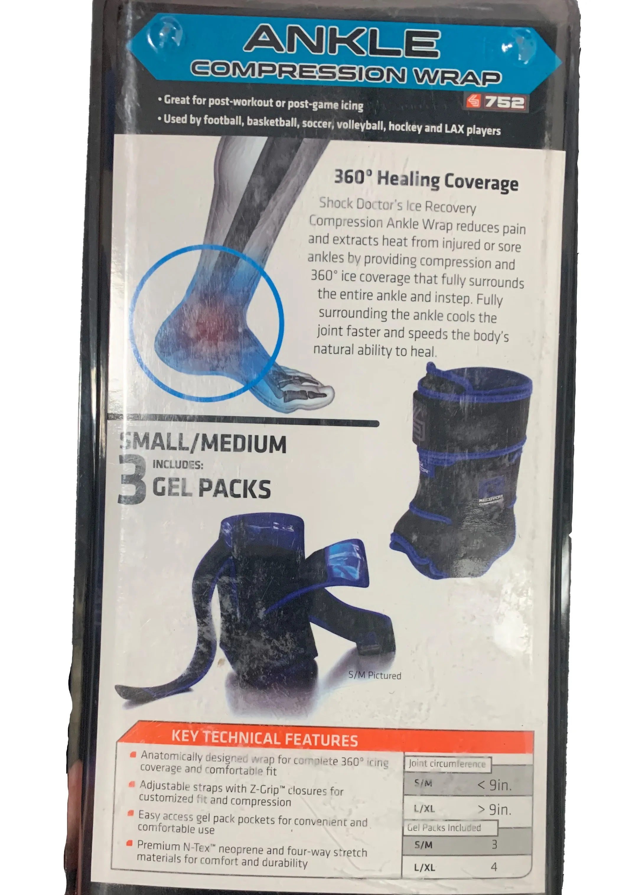 SHOCK DOCTOR ICE RECOVERY COMPRESSION - ANKLE WRAP  752