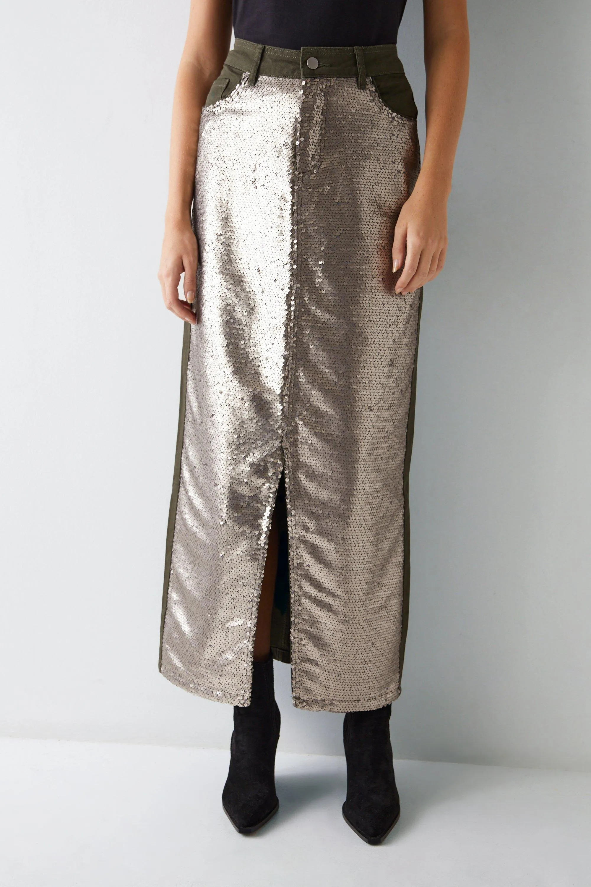 Skirts | Twill Sequin Maxi Skirt | Warehouse