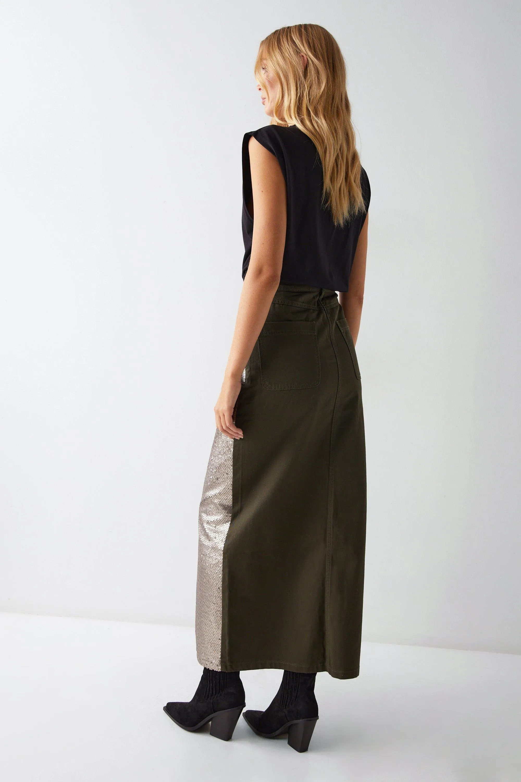 Skirts | Twill Sequin Maxi Skirt | Warehouse